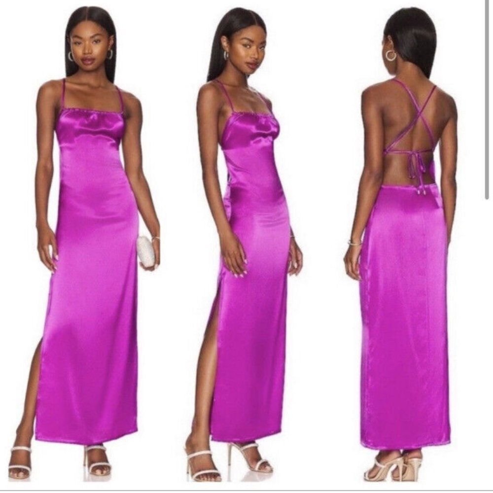 NONCHALANT LABEL Delta Sz S  Cross-Back Maxi Orchid Dress   100% polyester